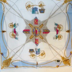 Authentic Celine Cotton Scarf/Handkerchief, Carriage Print